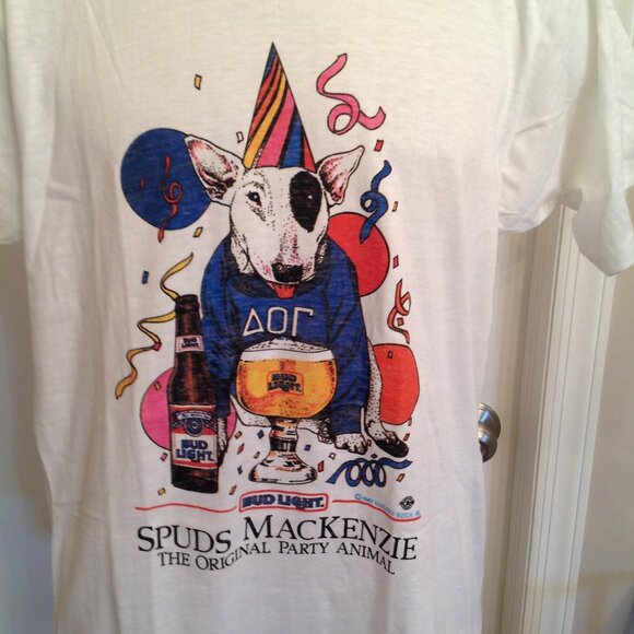 True Vintage 80's Spuds MacKenzie Bud Light T-Shirt L - # 1 - Picture 2 of 9